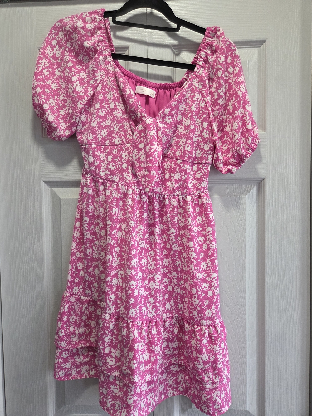 LC Lauren Conrad Pink Floral Puff-Sleeve Dress